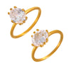 Wholesale Women's Oval Zircon Ring In Light Luxury Style With Geometric Pattern Made Of Stainless Steel And Electroplated