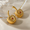Wholesale Women's Pastoral Style Geometric And Fruit Pattern Stainless Steel Electroplated Cherry Rhinestone Earrings