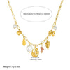 Wholesale Women's Pastoral Style Goldplated Stainless Steel Hollow Tulip Flower Bow Tie Multipendant Flat Cross Chain Necklace