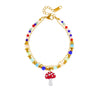 Wholesale Women's Pastoral Style Strawberry Mushroom Insect Fruit Pattern Stainless Steel Electroplated Beaded Bracelet