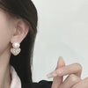 Wholesale Women's Pearl And Zircon Earrings High Sense Geometric Retro Light Luxury Electroplated