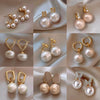 Wholesale Women's Pearl And Zircon Earrings High Sense Geometric Retro Light Luxury Electroplated