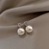 Wholesale Women's Pearl And Zircon Earrings High Sense Geometric Retro Light Luxury Electroplated