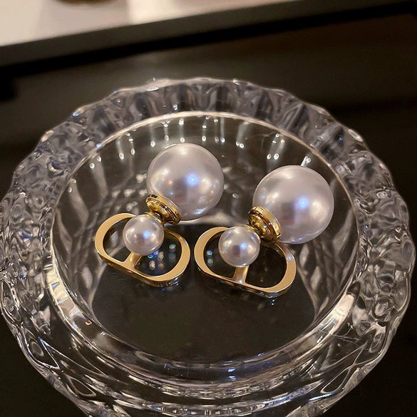 Wholesale Women's Pearl And Zircon Earrings High Sense Geometric Retro Light Luxury Electroplated