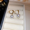 Wholesale Women's Pearl And Zircon Earrings High Sense Geometric Retro Light Luxury Electroplated