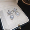 Wholesale Women's Pearl And Zircon Earrings High Sense Geometric Retro Light Luxury Electroplated
