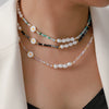 Wholesale Women's Pearl Crystal Beads And Steel Beads Necklace With Small Daisy Pattern And Electroplating Design