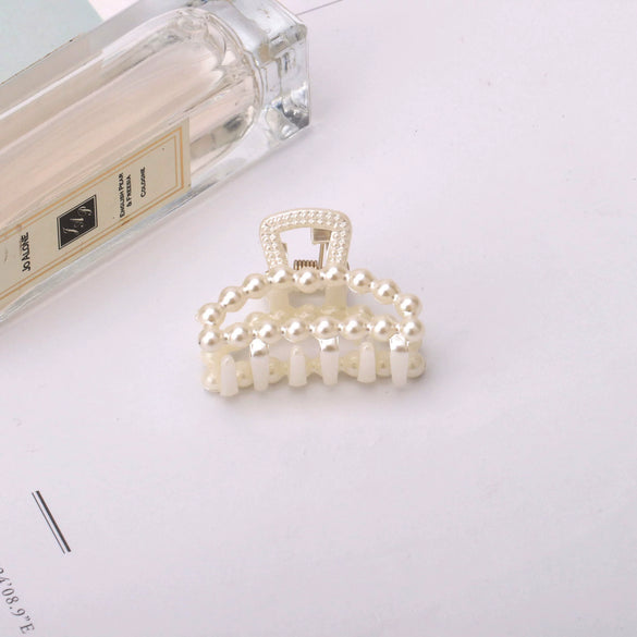 Wholesale Women's Pearl Hairpin Shark Clip With Baking Paint Bow Grip For Ponytail