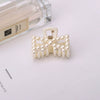 Wholesale Women's Pearl Hairpin Shark Clip With Baking Paint Bow Grip For Ponytail