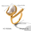 Wholesale Women's Pearl Inlaid Geometric Drop Shape Stainless Steel Open Ring Light Luxury Minimalist Ins Style Jewelry