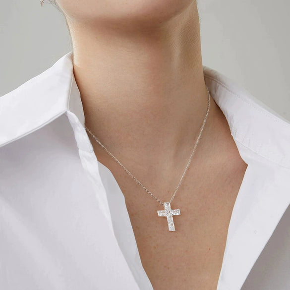 Wholesale Women's Pendant Chain Silver 925 Sterling Silver Geometric Cross Electroplated With Zircon