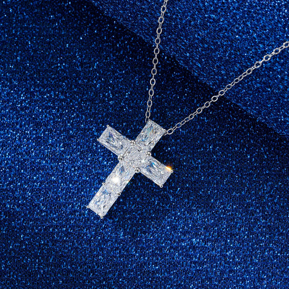 Wholesale Women's Pendant Chain Silver 925 Sterling Silver Geometric Cross Electroplated With Zircon