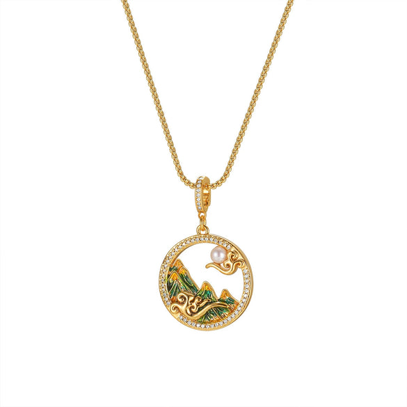 Wholesale Women's Pendant Necklace Copper Gold Plated Geometric Flower Drop Shape Electroplating French Retro Style