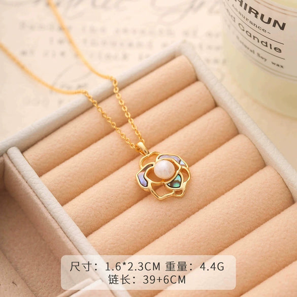 Wholesale Women's Pendant Necklace Copper Gold Plated Geometric Flower Drop Shape Electroplating French Retro Style