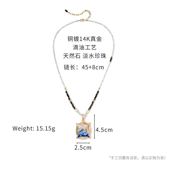 Wholesale Women's Pendant Necklace Copper Gold Plated Geometric Flower Drop Shape Electroplating French Retro Style