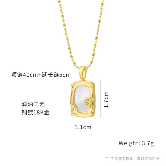 Wholesale Women's Pendant Necklace Copper Gold Plated Geometric Flower Drop Shape Electroplating French Retro Style