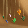 Wholesale Women's Pendant Necklace Copper Mixed Gemstone Setting Geometric Plants Flowers Style Electroplating Cactus Shape