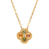 Wholesale Women's Pendant Necklace With S925 Sterling Silver 18K Gold Natural Tourmaline Four Leaf Clover Geometric Shape Set With Gemstones Retro Elegant Style