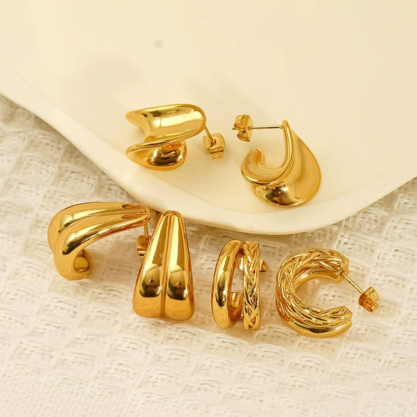 Wholesale Women's Personal Geometric Titanium Steel Electroplated Earrings