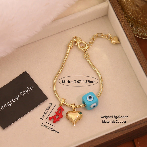 Wholesale Women's Personality Devil's Eye Pendant Bracelet Copper 18K Gold Plated Hand Decoration