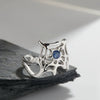 Wholesale Women's Personality Exaggerated Spider Web 925 Sterling Silver Natural Garnet Sapphire Color Treasure Ring Set With Precious Stones