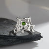 Wholesale Women's Personality Exaggerated Spider Web 925 Sterling Silver Natural Garnet Sapphire Color Treasure Ring Set With Precious Stones