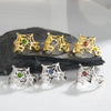 Wholesale Women's Personality Exaggerated Spider Web 925 Sterling Silver Natural Garnet Sapphire Color Treasure Ring Set With Precious Stones