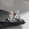 Wholesale Women's Personality Exaggerated Spider Web 925 Sterling Silver Natural Garnet Sapphire Color Treasure Ring Set With Precious Stones