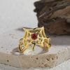 Wholesale Women's Personality Exaggerated Spider Web 925 Sterling Silver Natural Garnet Sapphire Color Treasure Ring Set With Precious Stones