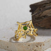 Wholesale Women's Personality Exaggerated Spider Web 925 Sterling Silver Natural Garnet Sapphire Color Treasure Ring Set With Precious Stones