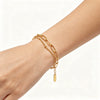 Wholesale Women's Personality Geometric Stainless Steel Vacuum Plated Doublelayer Round Pin Chain Bracelet
