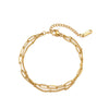 Wholesale Women's Personality Geometric Stainless Steel Vacuum Plated Doublelayer Round Pin Chain Bracelet