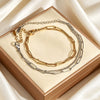 Wholesale Women's Personality Geometric Stainless Steel Vacuum Plated Doublelayer Round Pin Chain Bracelet