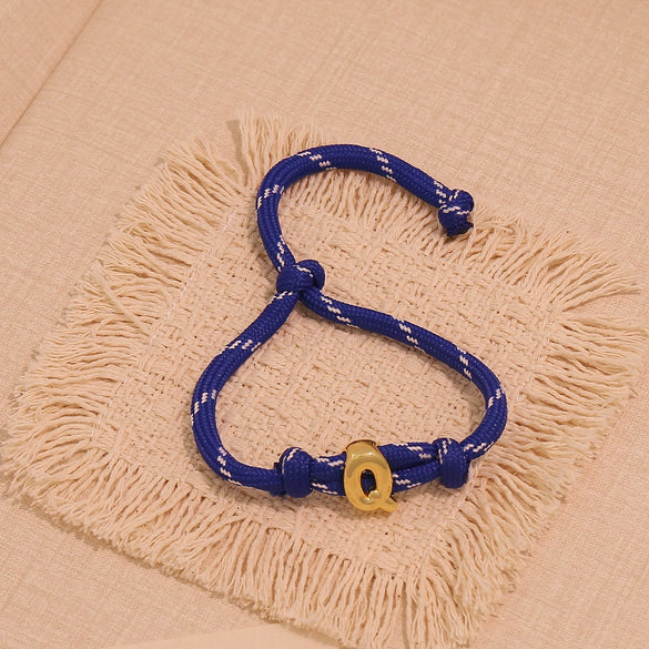Wholesale Women's Personality Letter Number Text Real Gold Plated Environmentally Friendly Goldplated Copper Braided Bracelet Hand Jewelry