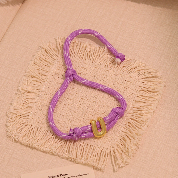 Wholesale Women's Personality Letter Number Text Real Gold Plated Environmentally Friendly Goldplated Copper Braided Bracelet Hand Jewelry