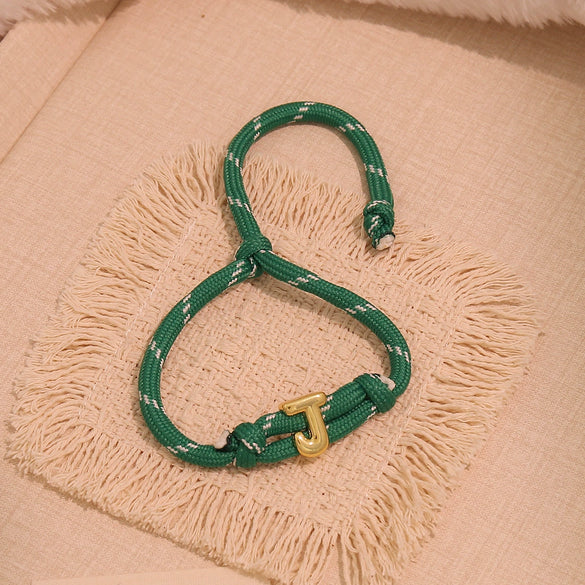 Wholesale Women's Personality Letter Number Text Real Gold Plated Environmentally Friendly Goldplated Copper Braided Bracelet Hand Jewelry