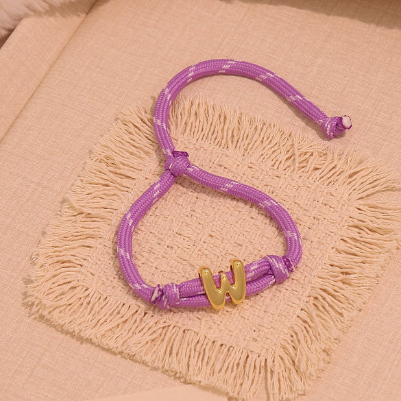 Wholesale Women's Personality Letter Number Text Real Gold Plated Environmentally Friendly Goldplated Copper Braided Bracelet Hand Jewelry