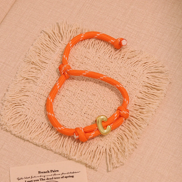 Wholesale Women's Personality Letter Number Text Real Gold Plated Environmentally Friendly Goldplated Copper Braided Bracelet Hand Jewelry