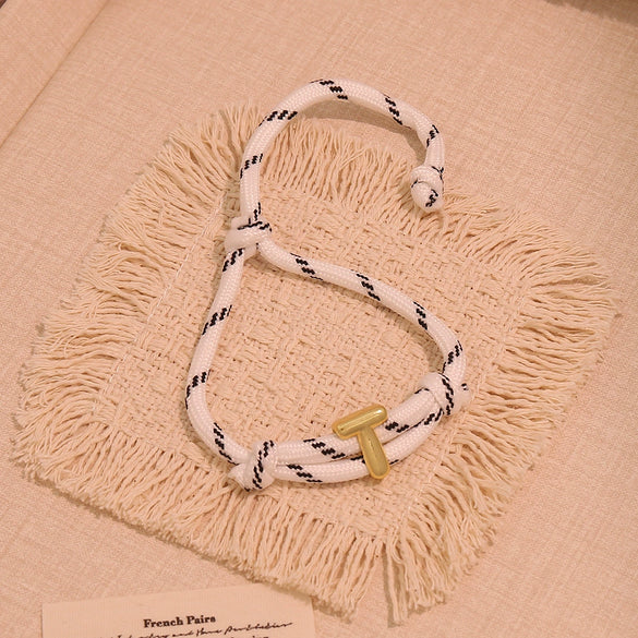 Wholesale Women's Personality Letter Number Text Real Gold Plated Environmentally Friendly Goldplated Copper Braided Bracelet Hand Jewelry