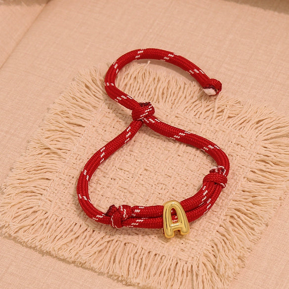 Wholesale Women's Personality Letter Number Text Real Gold Plated Environmentally Friendly Goldplated Copper Braided Bracelet Hand Jewelry