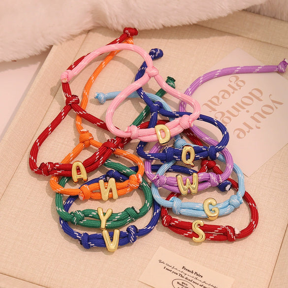 Wholesale Women's Personality Letter Number Text Real Gold Plated Environmentally Friendly Goldplated Copper Braided Bracelet Hand Jewelry