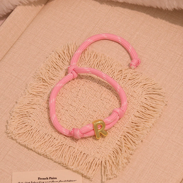 Wholesale Women's Personality Letter Number Text Real Gold Plated Environmentally Friendly Goldplated Copper Braided Bracelet Hand Jewelry