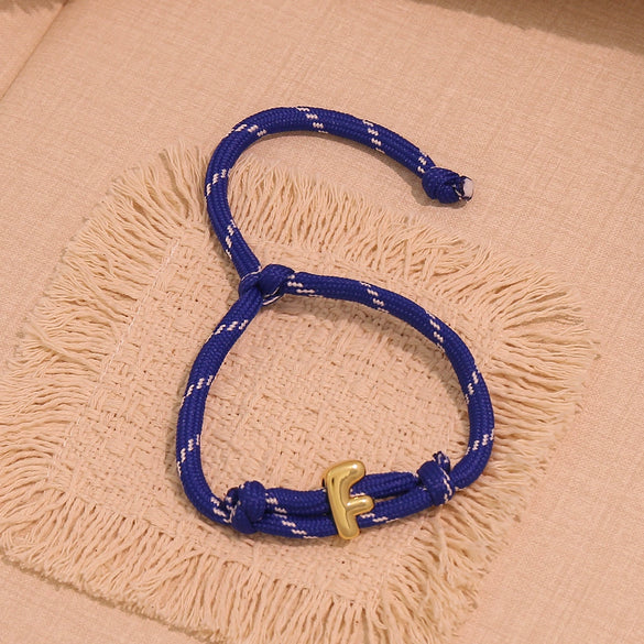 Wholesale Women's Personality Letter Number Text Real Gold Plated Environmentally Friendly Goldplated Copper Braided Bracelet Hand Jewelry
