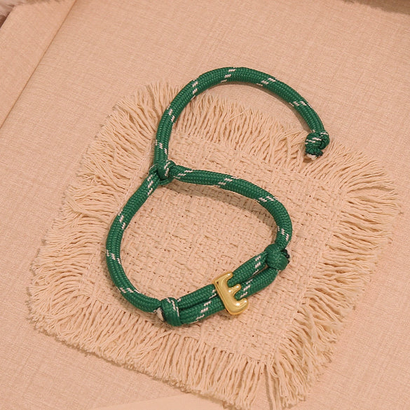 Wholesale Women's Personality Letter Number Text Real Gold Plated Environmentally Friendly Goldplated Copper Braided Bracelet Hand Jewelry