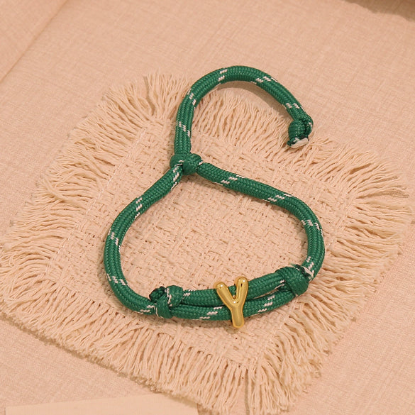 Wholesale Women's Personality Letter Number Text Real Gold Plated Environmentally Friendly Goldplated Copper Braided Bracelet Hand Jewelry