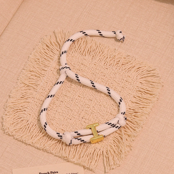 Wholesale Women's Personality Letter Number Text Real Gold Plated Environmentally Friendly Goldplated Copper Braided Bracelet Hand Jewelry