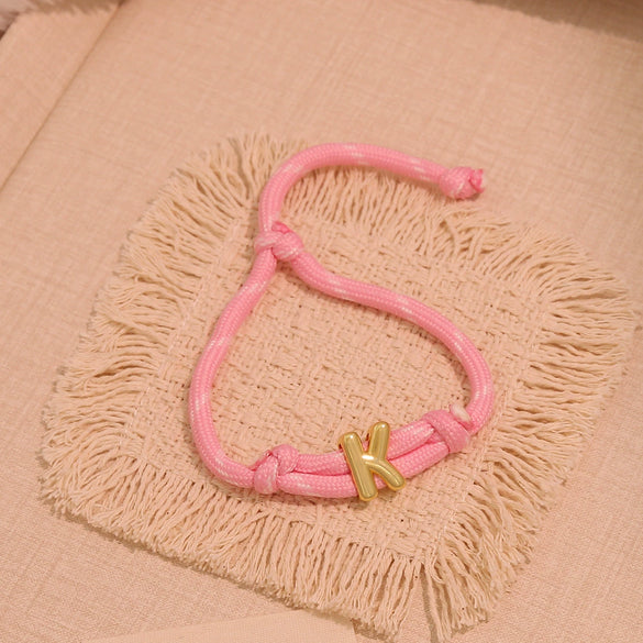 Wholesale Women's Personality Letter Number Text Real Gold Plated Environmentally Friendly Goldplated Copper Braided Bracelet Hand Jewelry