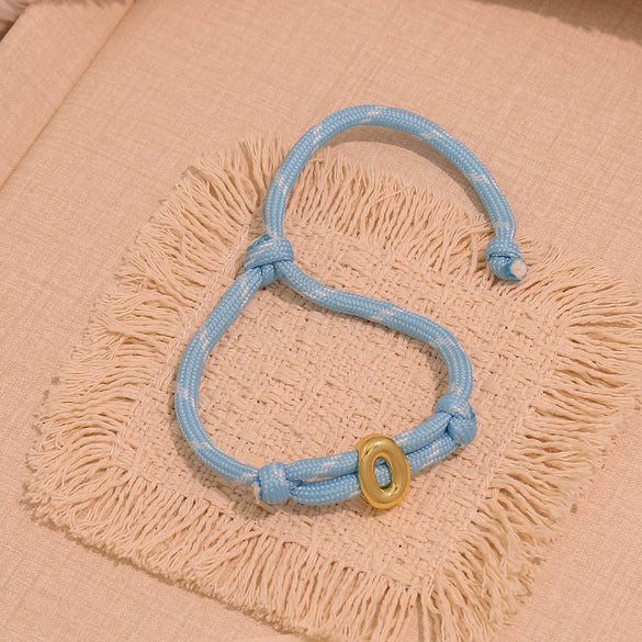 Wholesale Women's Personality Letter Number Text Real Gold Plated Environmentally Friendly Goldplated Copper Braided Bracelet Hand Jewelry