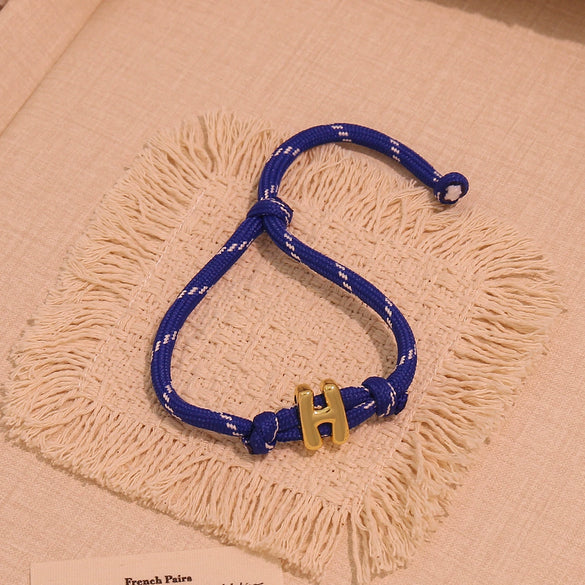 Wholesale Women's Personality Letter Number Text Real Gold Plated Environmentally Friendly Goldplated Copper Braided Bracelet Hand Jewelry