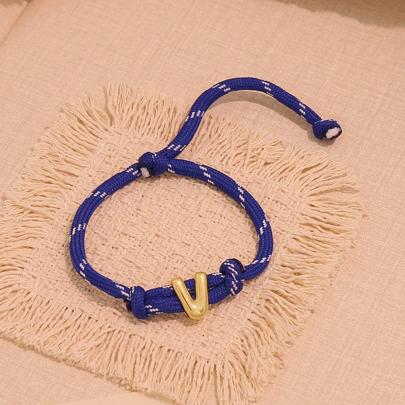 Wholesale Women's Personality Letter Number Text Real Gold Plated Environmentally Friendly Goldplated Copper Braided Bracelet Hand Jewelry